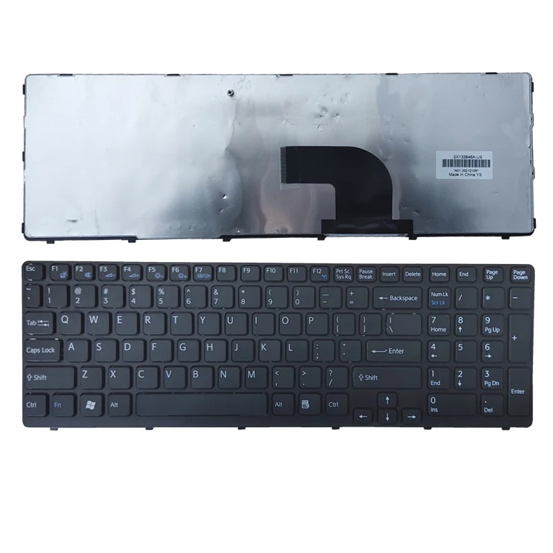 

US laptop Keyboard for Sony VAIO SVE15 SVE-15 SVE 15 149032851RU AEHK57002303A MP-11K73SU-920 with black frame