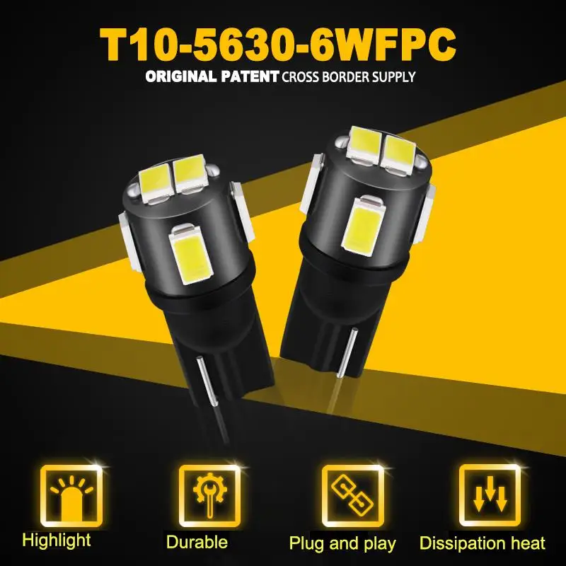 JIACHI 10PCS Original Interior Light No Error T10 W5W Led Bulb 5W5 2825 194 501 5630Chip 6SMD White 6000k Instrument Lamps DC12V image 6