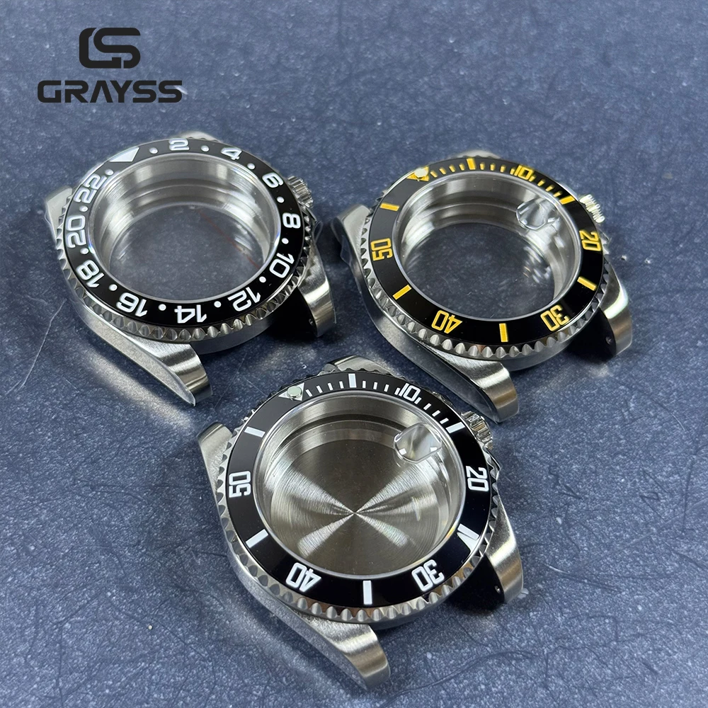 أسود الحافة 40 مللي متر غواص مقاوم للماء ل SUB NH34 NH35 NH36 حركة الياقوت ساعة زجاجية وزارة الدفاع الزجاج الخلفي 20atm الصلب سوار