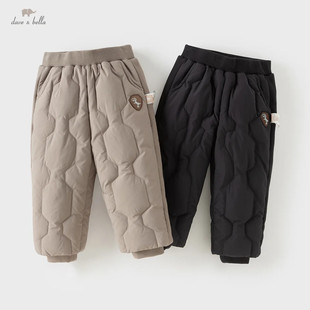 

Пуховые штаны Dave Bella для мальчиков, осенне-зимние плюшевые толстые детские белые брюки на утином пуху, верхняя одежда с эластичной резинкой на талии, детская одежда DB4254201