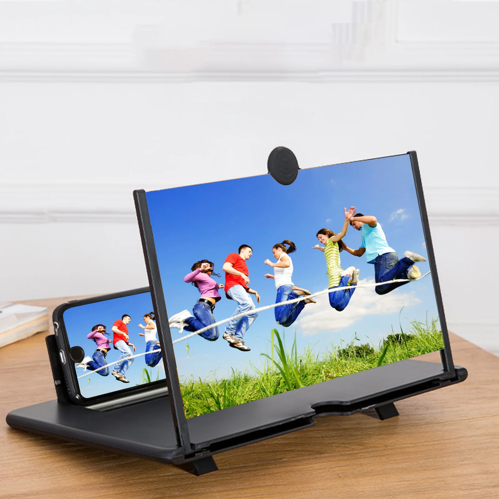 Cell Phone Screen Amplifier 14in Pull Out Foldable Eye Protection Screen Magnifier for Movie Video Black Screen Magnifier