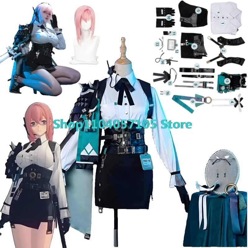 Game Zenless Zone Zero Cos Tsukishiro Yanagi Cosplay Costume Dress Tsukishiro Yanagi Wig Pink Eridu Halloween Party Women Props