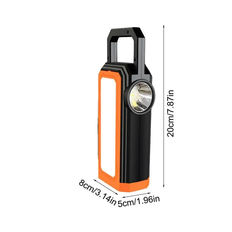 Portable Solar Flashlight Outdoor Waterproof LED Lighting With Side Light 6 Lighting Modes USB Handheld Camping Lantern