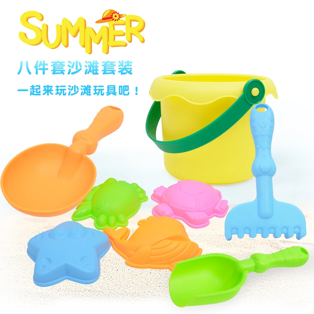 Baby small wheat straw beach sand toys beach bucket toys set and shovel bulk for kids plastic