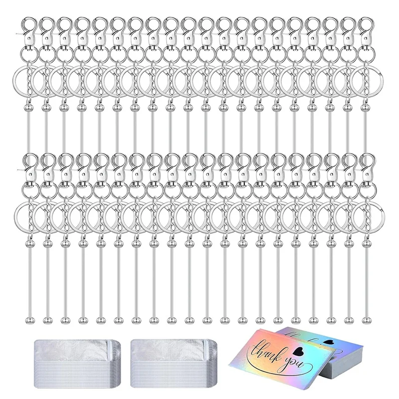

A63X-Beadable Keychain Bars Bulk Blank Cute Keychains Bar For Beads Purse Keychains For Women Man