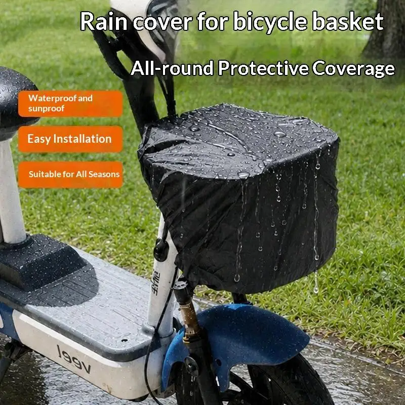 Waterproof Bike Basket Liner Rain Cover Dustproof Durable Universal Fit for Mountain Bikes Tricycles Outdoor Commute Riding