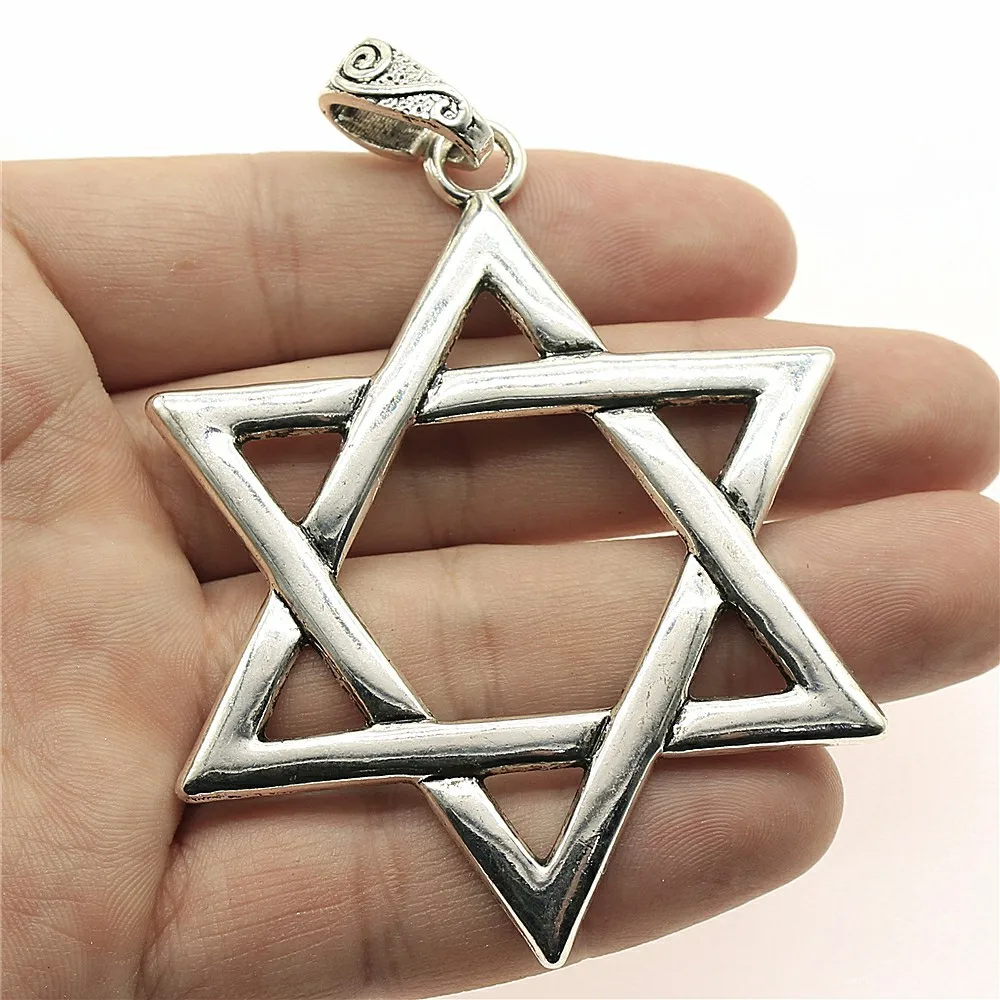 IFOCUS 2pcs/Lot Large Star Of David Charms For DIY Jewelry Making Zinc Alloy 75x59mm/2.95x2.32inch