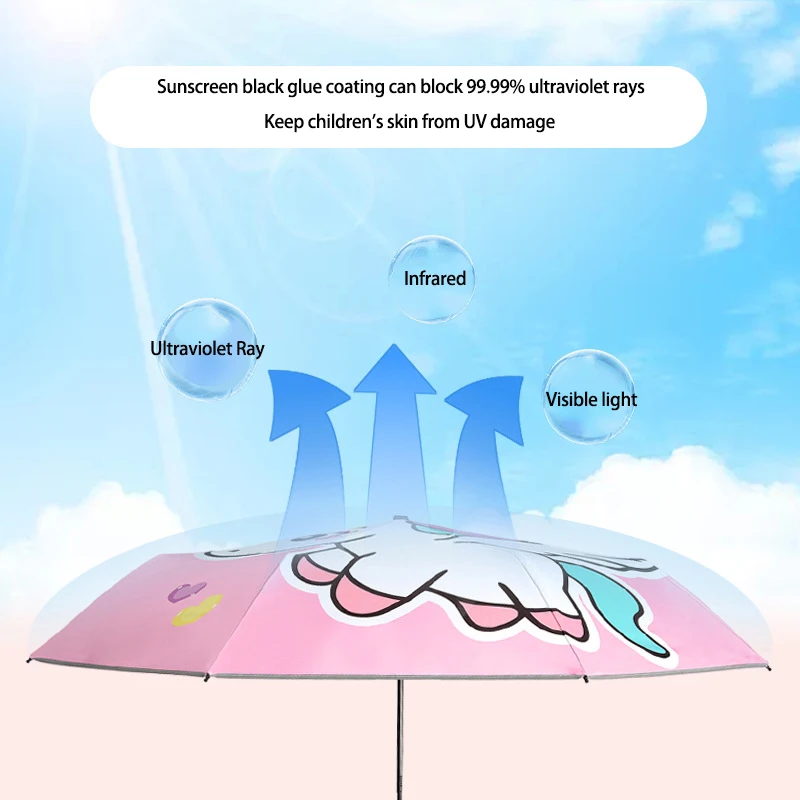 Folding Umbrella,Cute Unicorn,dinosaur,Spaceship Little Tiger,Fashion Sunscreen Umbrella,Reflective stripe design umbrella