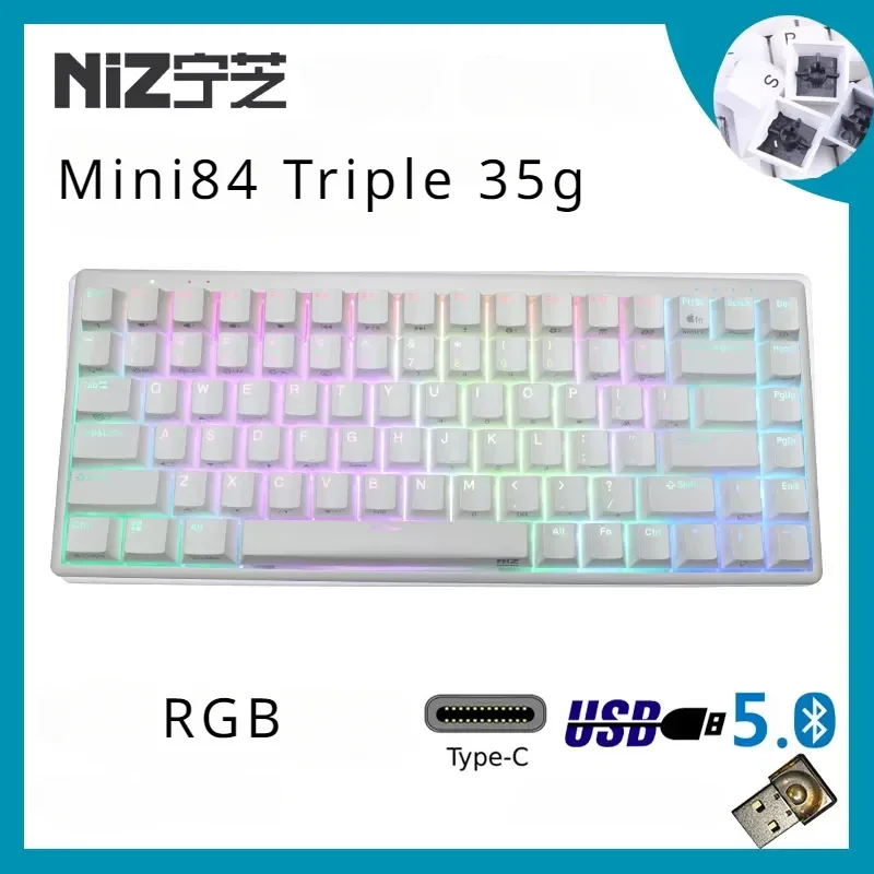 35g topre style capacitive NIZ Mini84 V6PRO Triple RGB Model Bluetooth 2.4g wireless programmable gaming mac keyboards