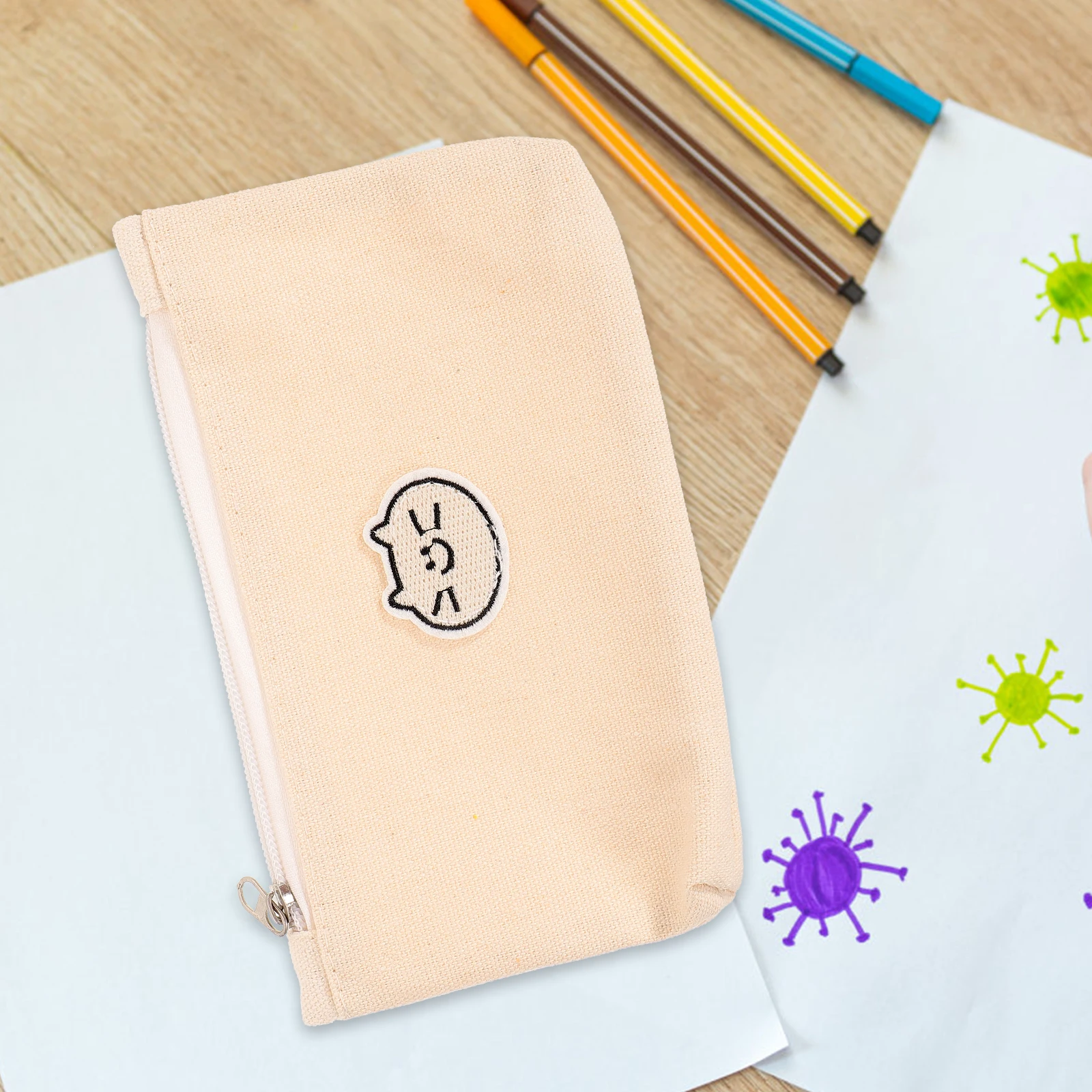 

Pencil Case White Cat Animal Pouch Simple for Storage Kawaii Bag Cute Holder Girl