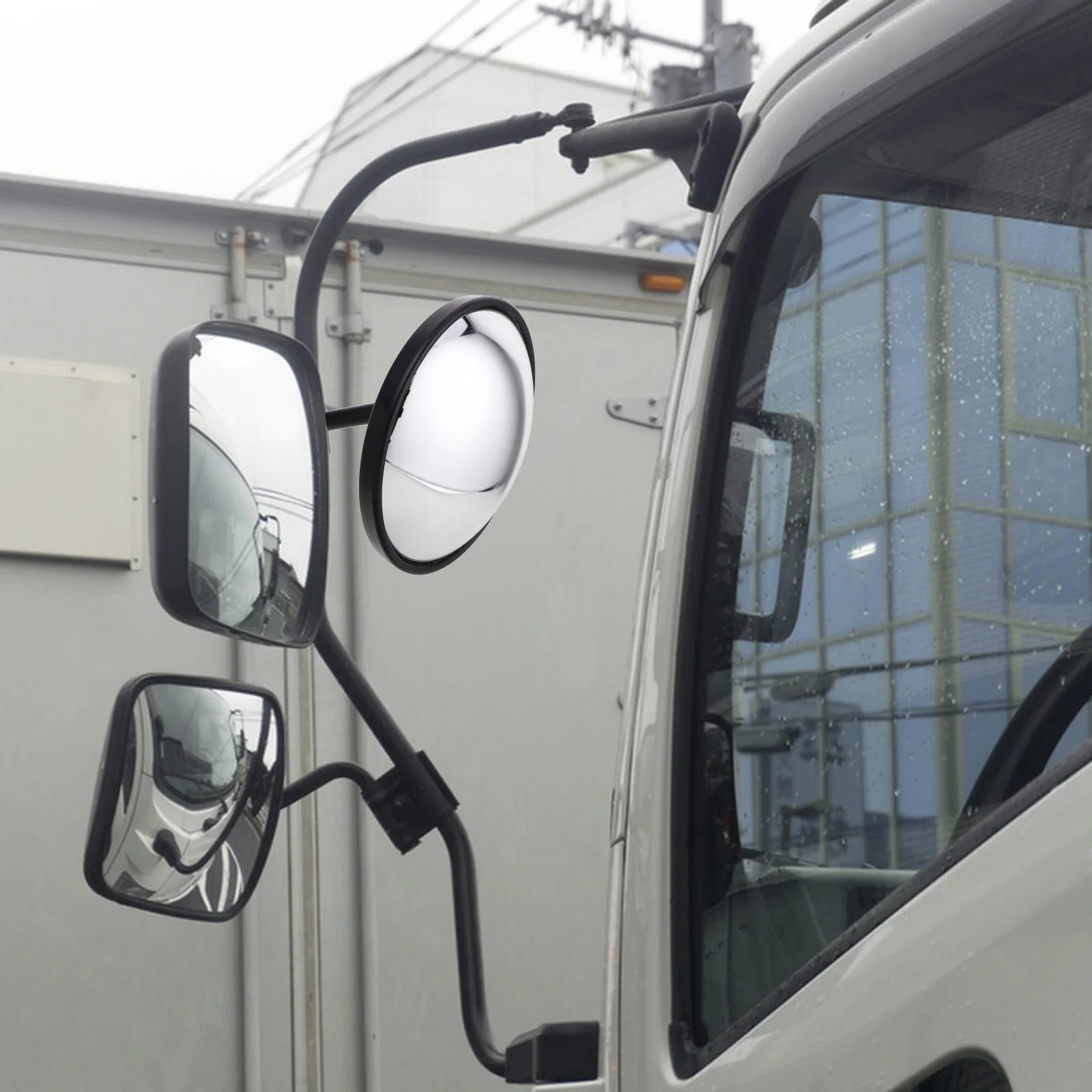 Universal Adjustable Large Round Convex Mirror Blind Spot Waterproof Truck Rearview Durable Abs Metal Easy Install Side Driver view 4
