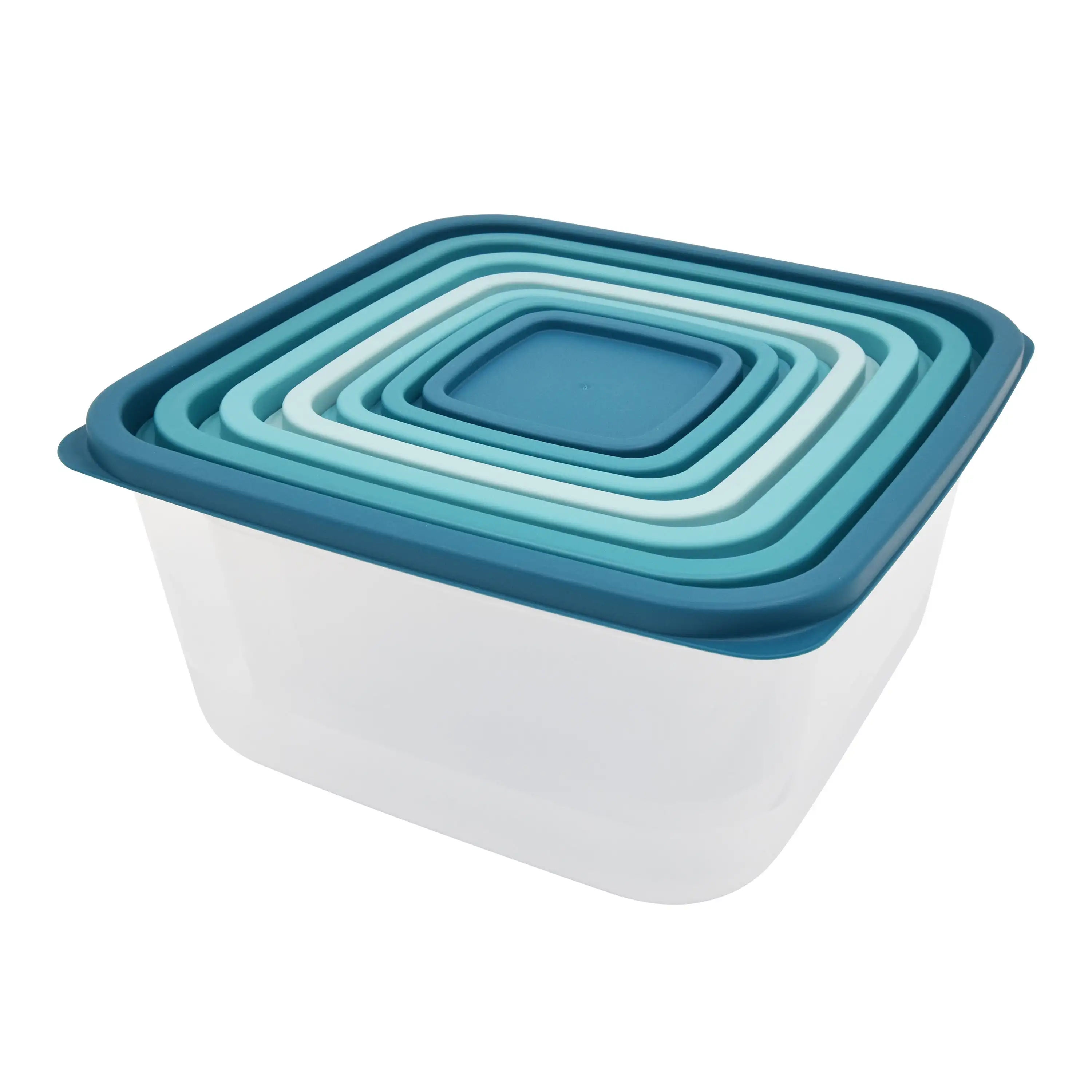 14 Piece Teal Plastic Food Storage Set, Teal Ombre,With Lid, Freezer Safe