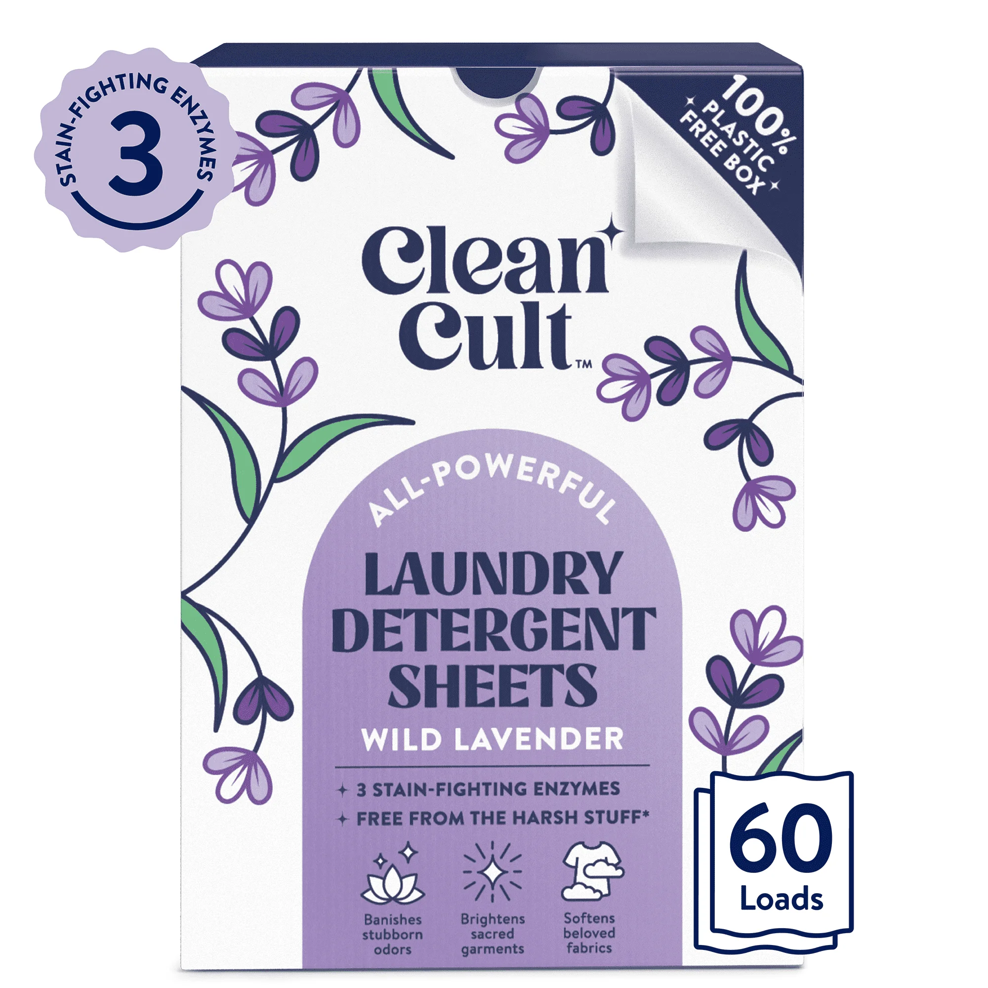 

Cleancult Laundry Detergent Sheets, Wild Lavender Scent, 60 Count