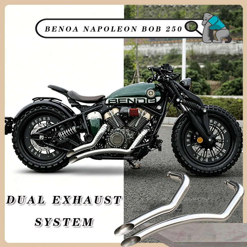 

Dual Exhaust System Muffler For Benda Napoleon Bob 250 Chinchilla 250 ROCK 250, VH Style Chrome Black Motorcycle Exhaust Pipe