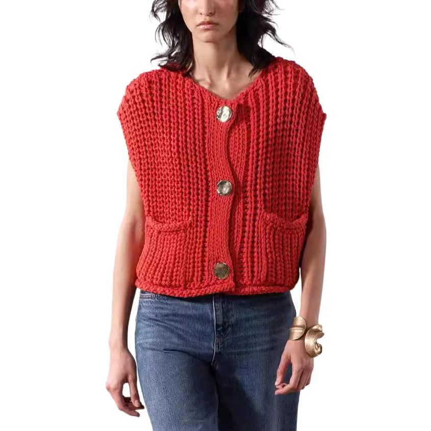 

Модный свитер, женский жилет, однотонный свободный повседневный свитер, жилет, вязаный свитер, жилет для женщин, роскошный дизайнерский топ с длинными рукавами