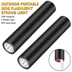 Mini Flashlight USB Rechargeable Aluminum Alloy Flashlight Super Bright LED Bead Adjustable Focus Long-range Portable Flashlight