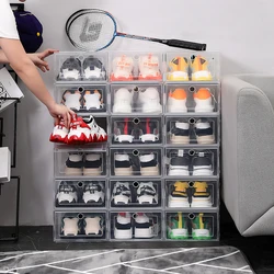 NEW Clear 1-12pcs Shoe Box Set Foldable Storage Plastic Transparent Door Home Closet Organizer Case Shelf Stack Wholesale