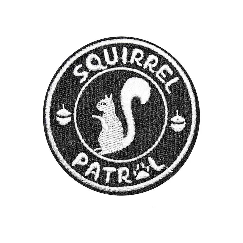 

Squirrel Patrol Patch Velcros Quotes Tactical Meme Morale Fun Hook Loop Fastener Embroidered Badge for Jeans Cap Molle Backpack