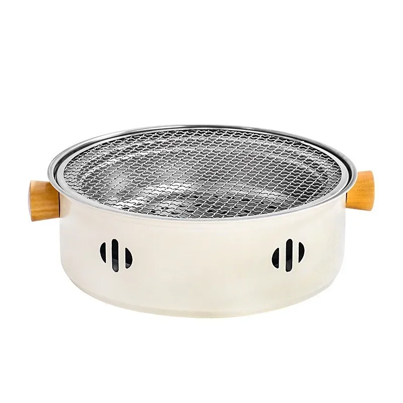 Household round stainless steel smokeless camping BBQ Stove portable wire mesh charcoal  outdoor  grill