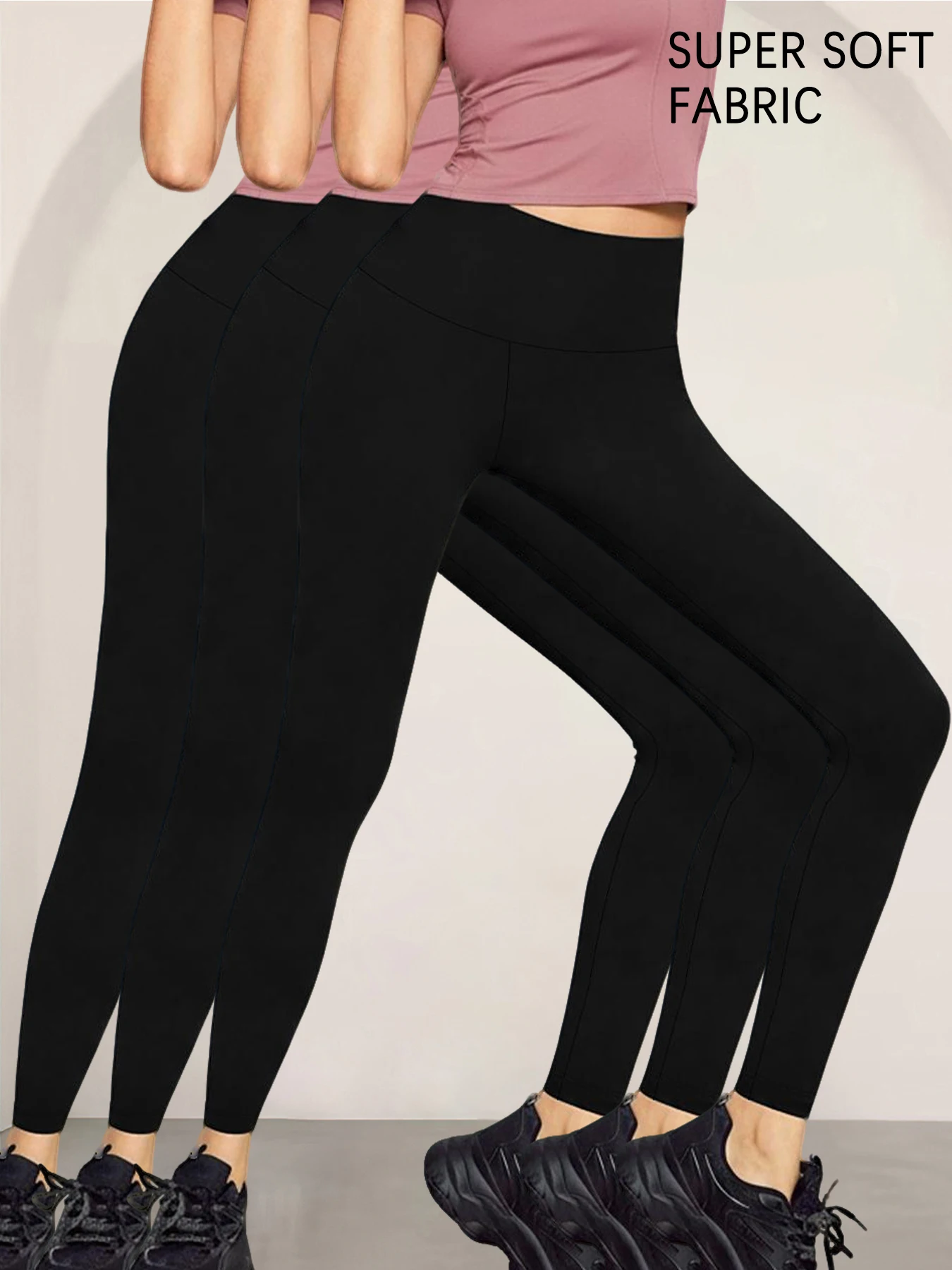 

Комплект из 3-х леггинсов с высокой талией - женские супермягкие леггинсы с эффектом коррекции живота, идеально подходят для йоги, бега, тренировок и повседневной носки.