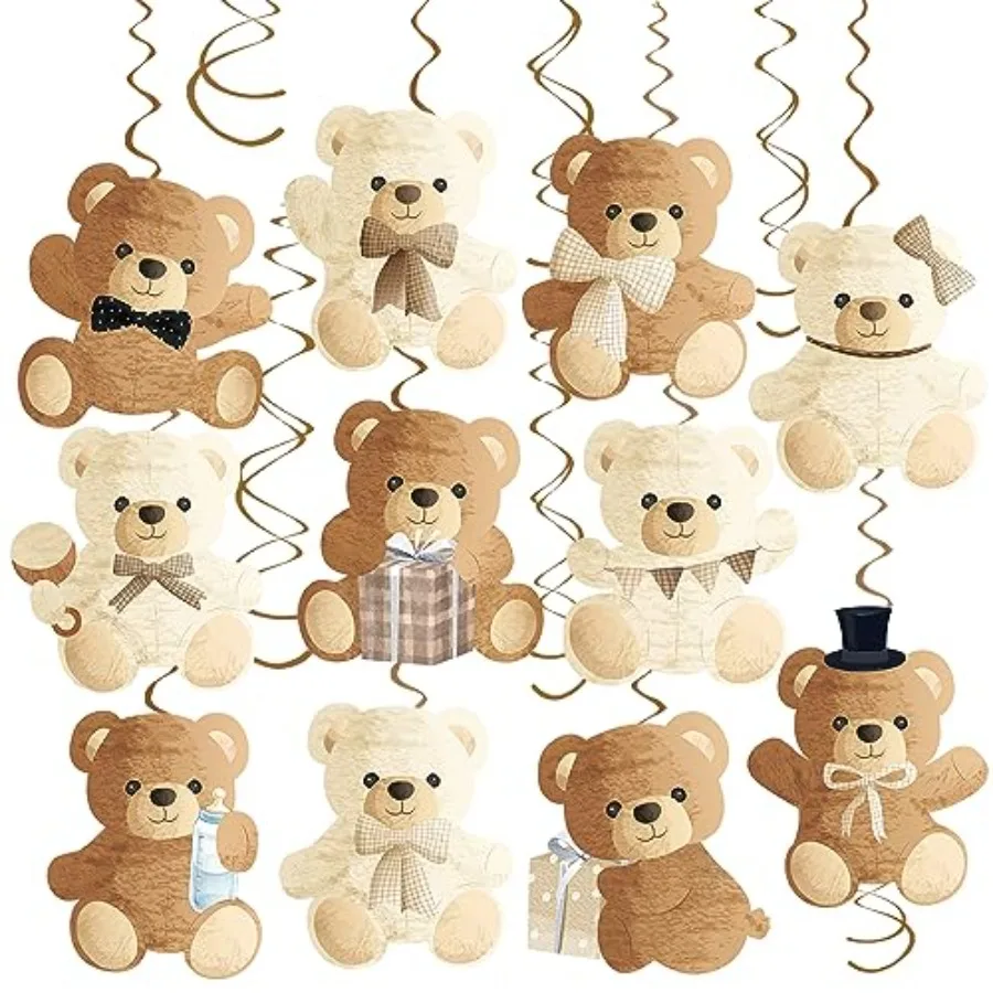 Teddy Bear Hanging Swirl Decorations for Baby Showers