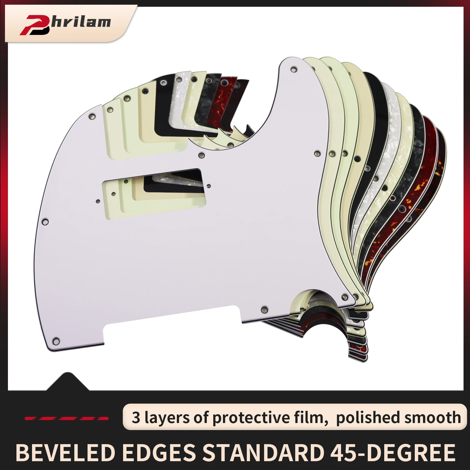 PHRILAM 8-Hole TL Mini Humbucker Pickguard مع Mini Humbucker Pickguard، مع براغي، هناك 10 ألوان للاختيار من بينها #1