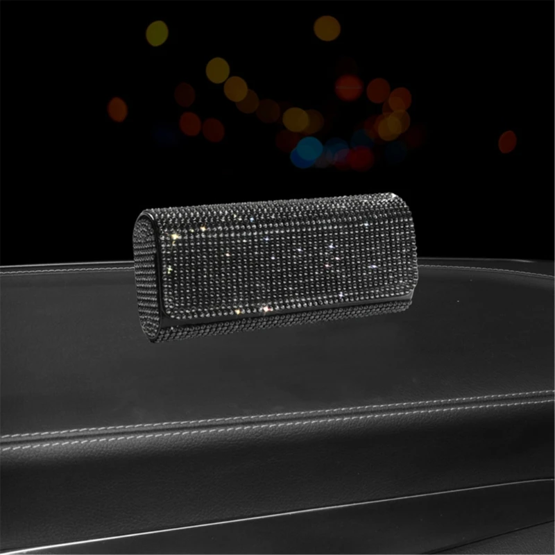 Fashionable Glitter Glasses Case Hard Shell Leather Eyewear Protector Box Luxury Diamond Studded Car Sunglasses Storage Box