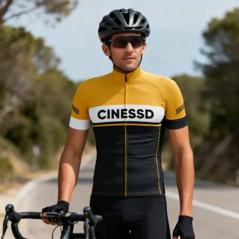 

New CINESSD Breathable Short sleeve Set Men's Summer Bicycle Jerseys Bike Clothes Cycling Racing Tops Man Mtb Bike shorts Suits