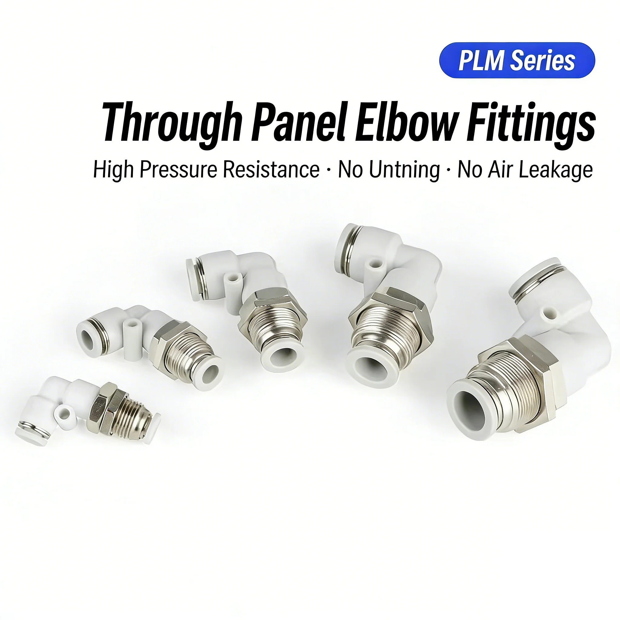 10Pcs Pneumatic 90-degree Right-angle Through-plate Joint Partition Elbow PLM-4/6/8/10/12mm OD Trachea Quick-plug L-shaped