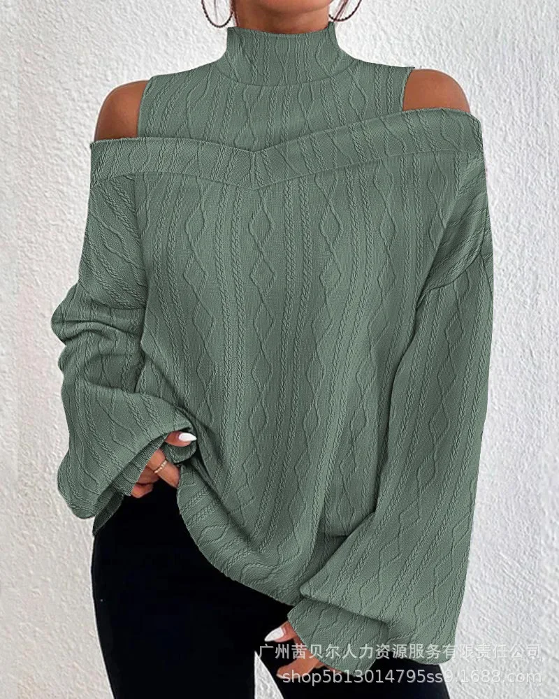 Shirts for Women 2023 Fried Dough Twists Splice Off Shoulder Long Sleeve Womens Top