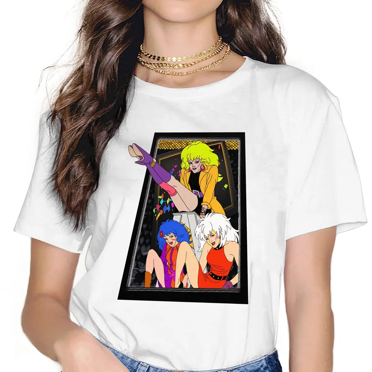 Jem And The Holograms Team Unisex T Shirt Goth Femmes Tees Summer Clothing Polyester Crewneck TShirt