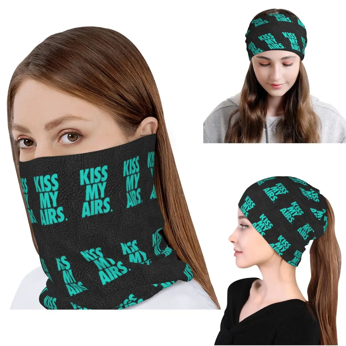 

Kiss My Airs X Atmos Bandana Neck Gaiter Face Scarf Warm Face Mask Beanies Hat Unisex Adult All Season