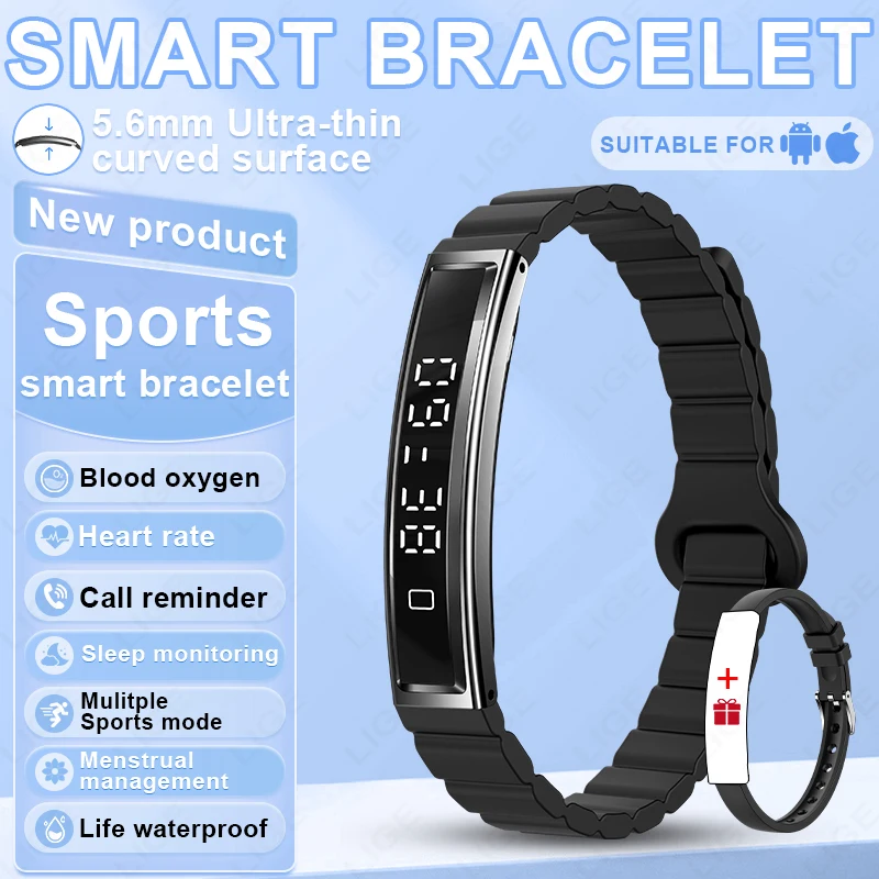

2026 New Fashion Women Smart Bracelet Sport Modes Fitness Tracker Heart Rate Health Monitoring IP68 Waterproof Smart Watches Men