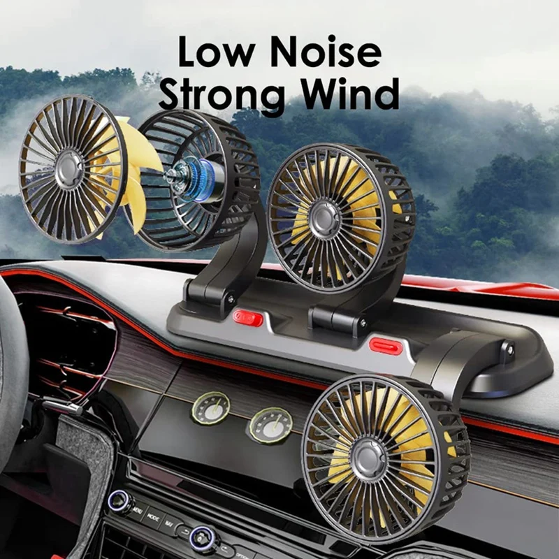 Fan For Car Three-Head Fan For Suvs USB Cooling Air Small Personal Fan 2 Speeds Electric Fan For Truck Vehicle