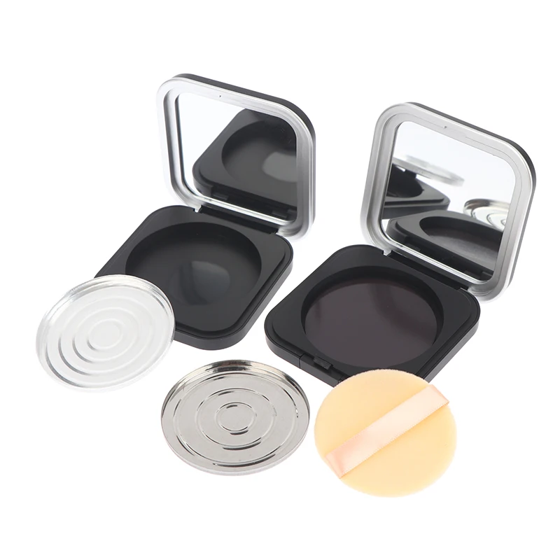 空の磁気化粧品パレットホルダーボックスミラー付きラウンドグリッド 60 ミリメートルプレートアイシャドウブラッシャーリップスティック DIY パウダーメイクボックス