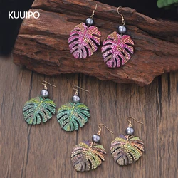 Fashion Acrylic Leaf Drop Earrings for Women Accessories New Trendy Pearl Earring Daily Party Prom Jewelry Vacation Gift