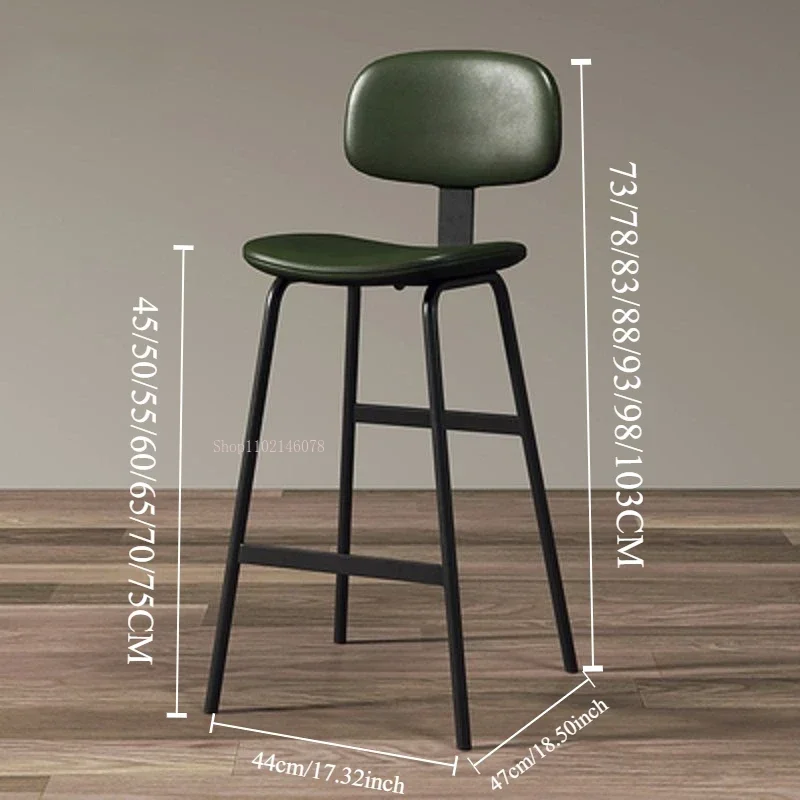 Bar Stool Industrial Style Upholstery Backrest High Stools Wrought Iron Simple Modern Heightened Home Bar Stool High Chairs