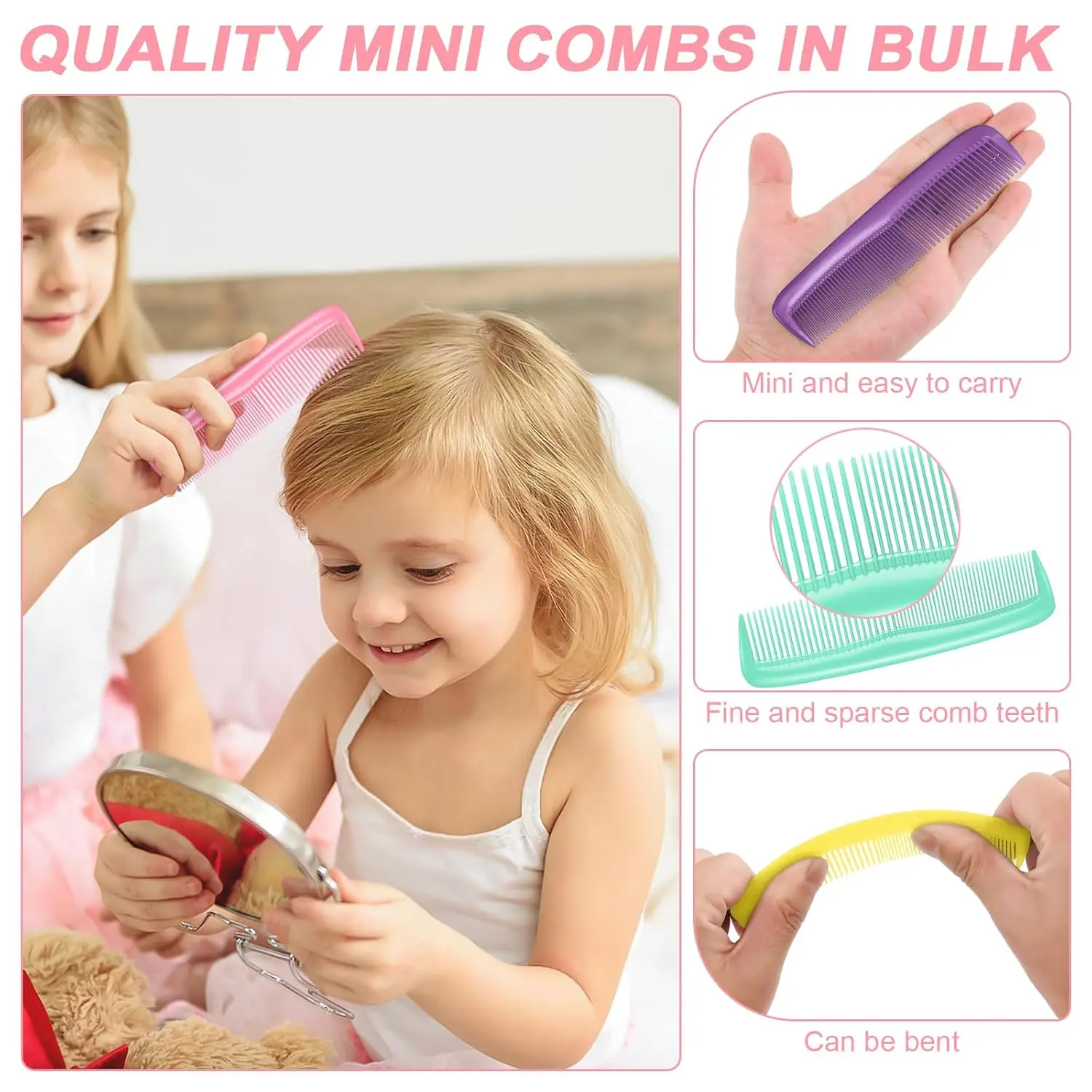 14 Pcs Mini Wet Hair Brush & Comb Set for Travel, Kids, School, Bulk Party Favors - view 4