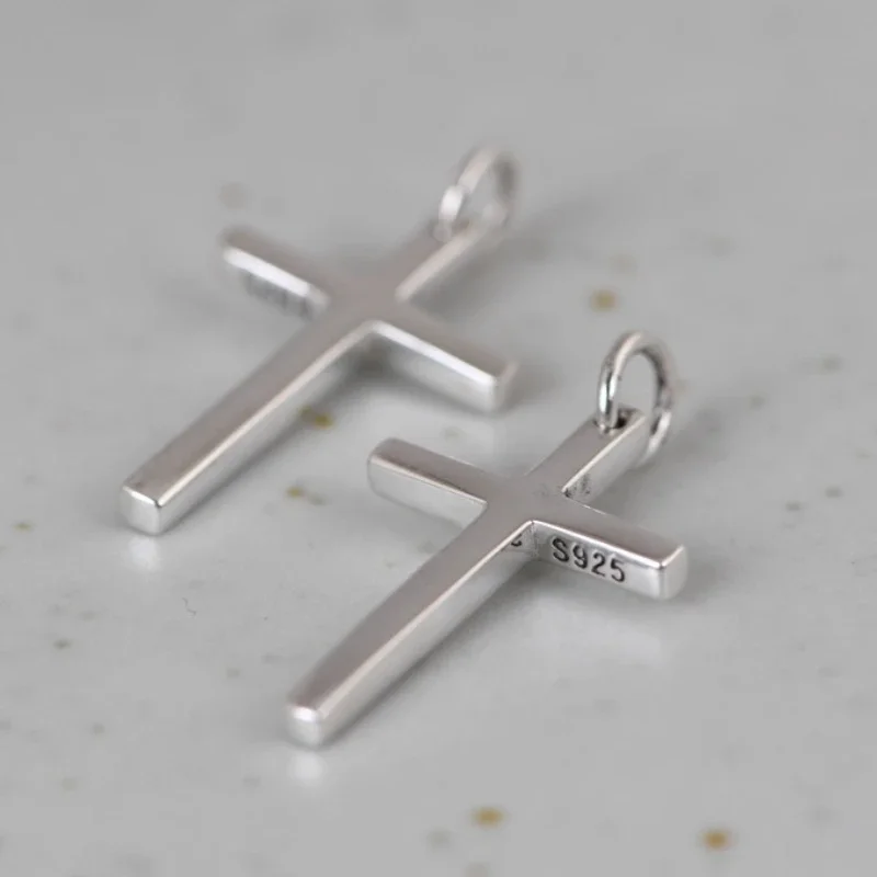 S925 Sterling Silver Pendants For Men And Women Christ Prayer Jesus Simple Soft Cross Punk Jewelry New Fashion