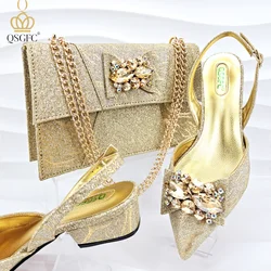 QSGFC Afrcan Elegant Mother Style Evening Shoes And Bag Set Crystal Comfortable Shoes And Capacity Bag Commuter Women's Shoes