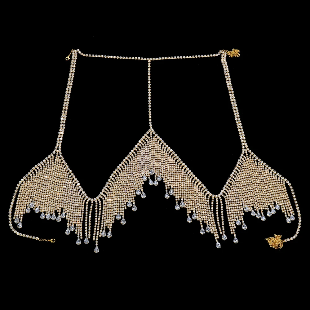 XSBODY Luxury Tassel Bikini Decorations Designer Women New Bohemian Beach Pendant Sexy Chest Bra Chains Lingerie Nightwear