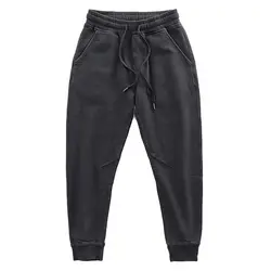 Knitted Pants Men's American Thin Cut Distressed Drawstring Autumn Retro Loop Sports Pants Casual Sweatpants Men