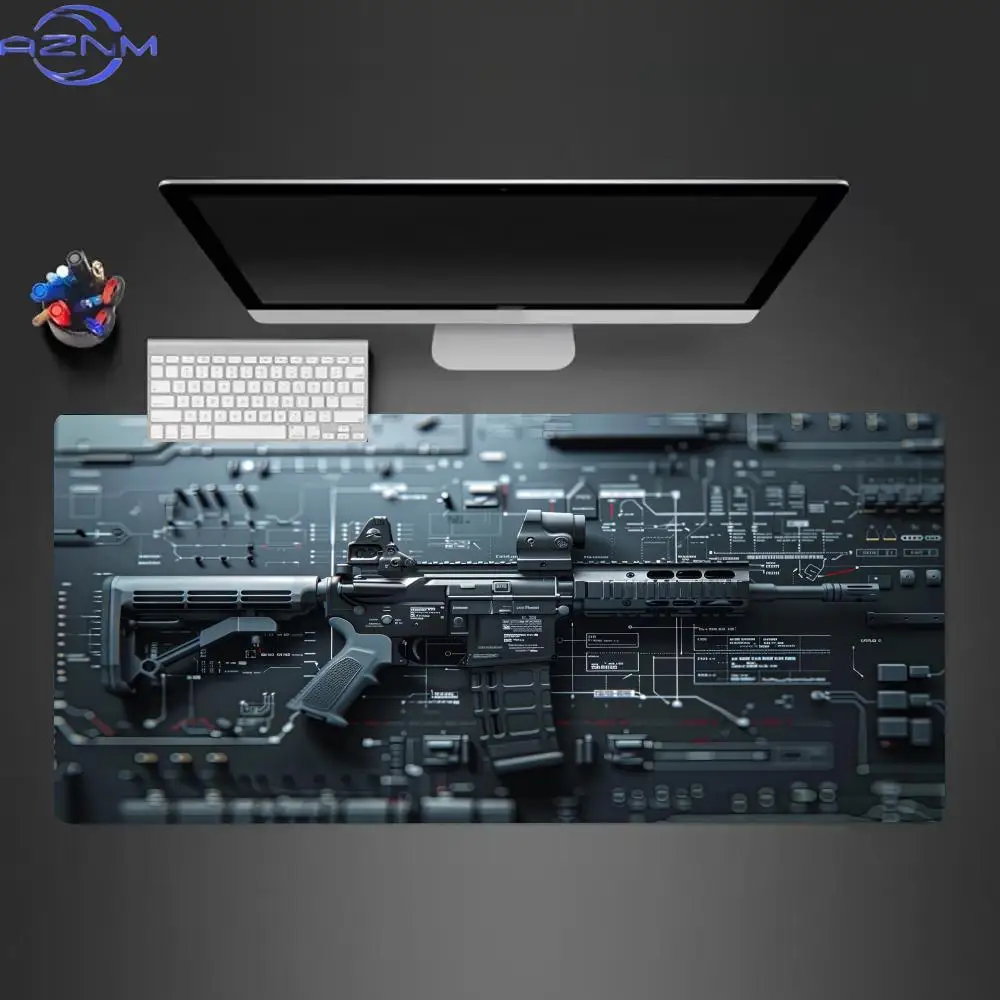 Gun Parts Assembly Large Mouse Pad XXL Desk Mat Non-Slip Rubber Base Gaming Keyboard and Mouse Stitched Edges for Home and Game