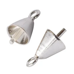 Solid 925 Sterling Silver Drop-shaped Pearl Cup Pendant Bail Connector with Pin, jewelry DIY silver findings/components.