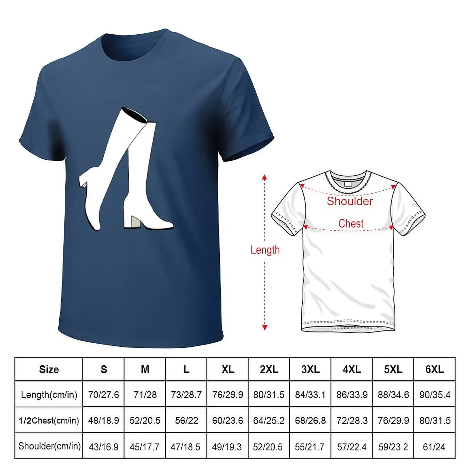 White Gogo Boots T-shirt graphics anime new edition customs mens tall t shirts