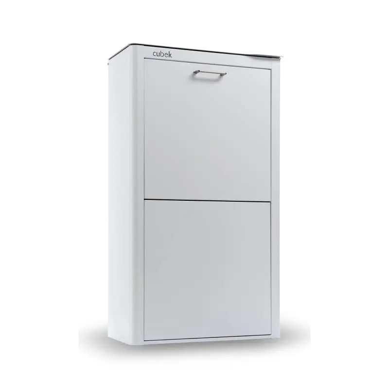 Recycling Trash Can Cabinet Trash Can Waste Bin 4 Individual Tilt-out Compartments - White 11.61 X 22.44 X 38.78 Inches