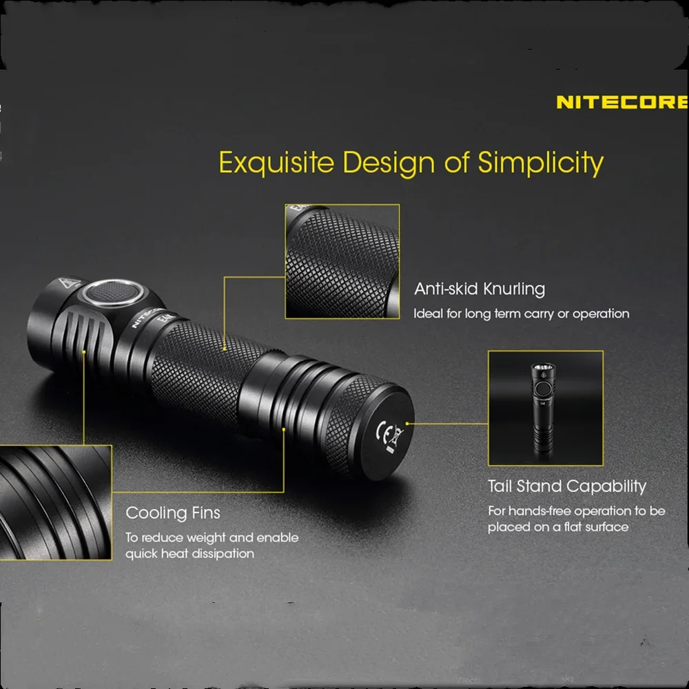 NITECORE E4K Troch Light Rechargeable 4400 Lumens With NL2150HPR 21700 5000mAh Battery Self-defense LED EDC Flashlight