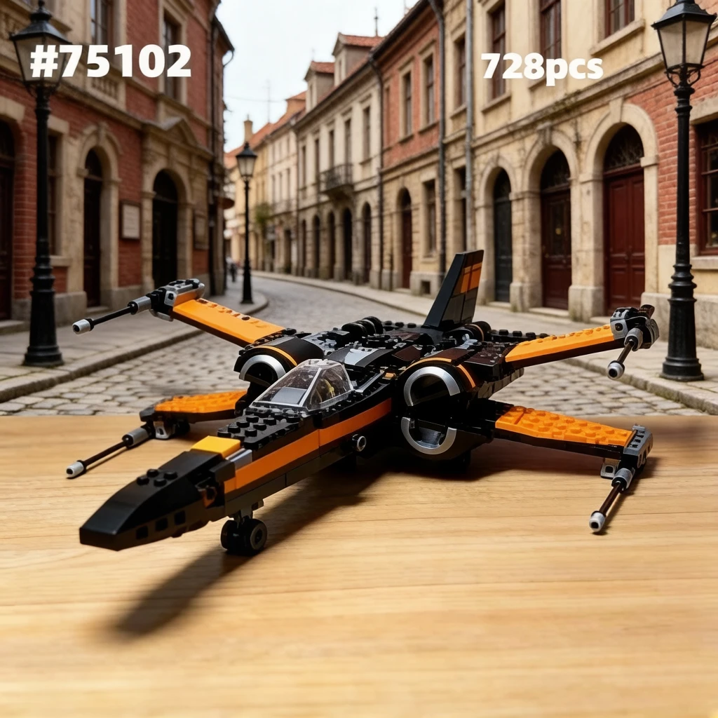 moc-x-wing-fighter-75102-ビルディングブロックキット、航空機ギフトモデル装飾品、誕生日プレゼントに最適-728-個