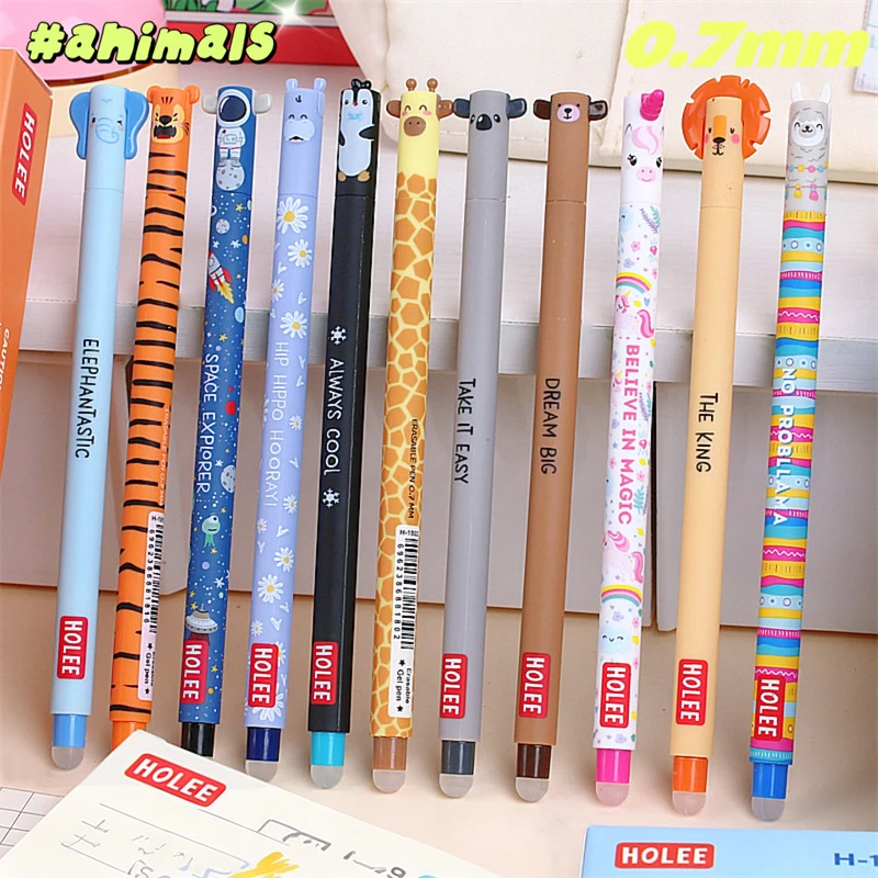 

Набор из 11 стираемых ручек с животными, 0,7 мм, синие, стираемые нейтральные ручки, канцелярские товары для письма и рисования, стираемые ручки для исправления ошибок