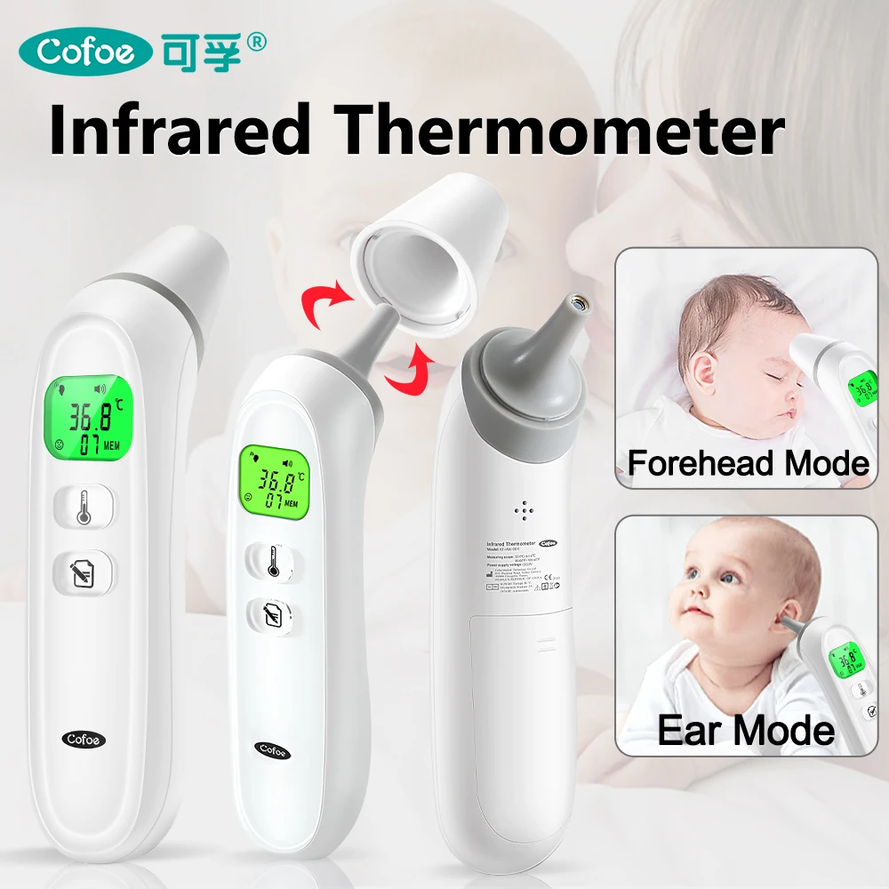 Cofoe Medical Digital Infrared Thermometer Quick Temperature Measurement 2in1 Handheld Body Forehead Ear Non-contact Thermometer